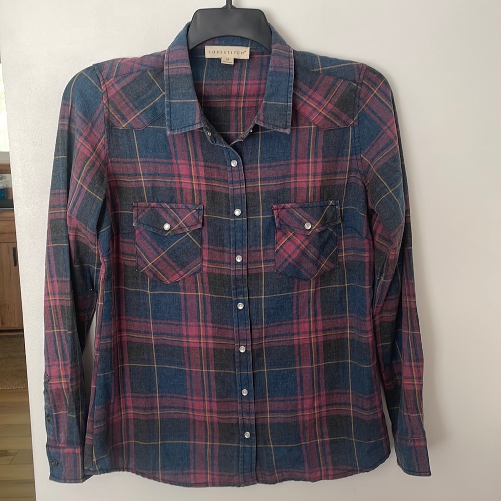Lovestitch Pearl Snap Western Plaid Buttondown
